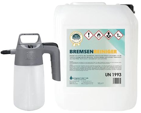 Knaus Schmierstoffe Bremsenreiniger 10 Liter Kanister 10L Reiniger + 1L Druckspritze Sprühflasche