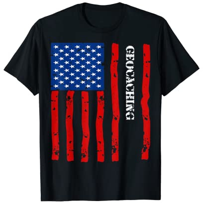 Cool Geocaching Accessories Things Stuff USA Flag Women Kids Men T-Shirt