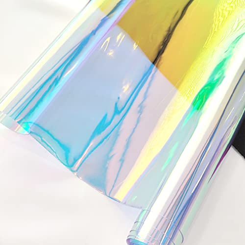 30cmx135cm Holografisches Vinylgewebe Rollen, schillernder transparenter PVC-Stoff, Wasserdicht Kunstleder Für Kunsthandwerk, DIY-Dekoration (Irisierendes Blau)