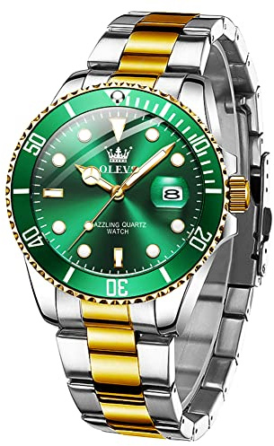 OLEVS Mens Watches Designer Calendar Dress Metal Stainless Steel Quartz Analog Waterproof Luminous Wrist Watch Gent Large