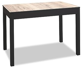 Astimesa - Mesa de Cocina Extensible - Mesa con Tapa de Cristal en Color Amundsen - Estructura Tapa Laminado Negro - Ideal para Espacios Pequeños - Mesa Extensible de 100 x 60 cm a 150 x 60 cm