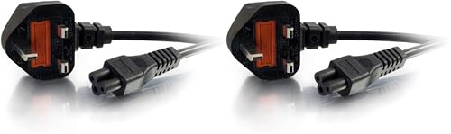 C2G 2 Metre C5 Laptop Power Cable (IEC60320C5 to BS1363) 6 Foot Cloverleaf Power Cord (Pack of 2)