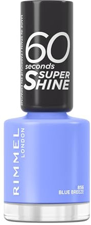 Rimmel, Vernis à Ongles 60S Seconds Super Shine, 856 Blue Breeze, Couleur Ultra Brillante, Anti-Choc, Anti-Ternissement, Séchage Rapide, Longue Tenue 8 ml