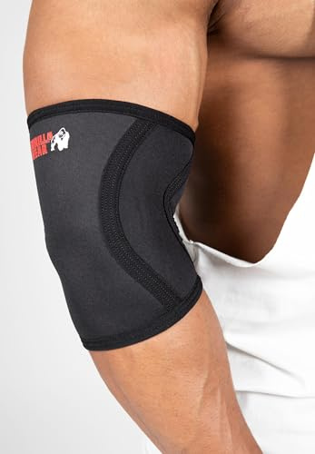 Gorilla Wear Ellenbogenbandagen Bodybuilding 3mm dickes Neopren Fitness Ellenbogenunterstützung (L)