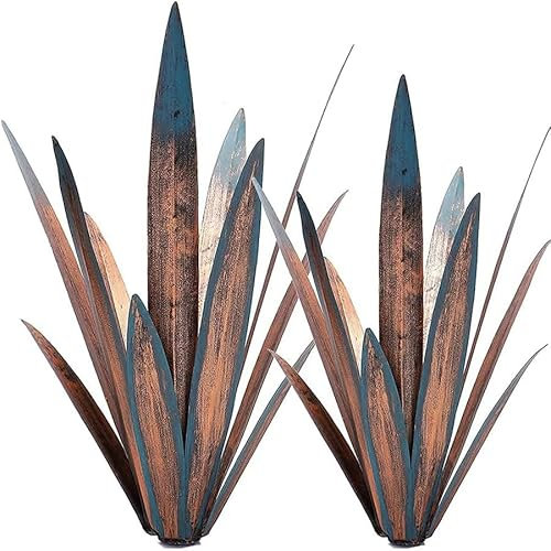 Muciwa Agavenskulptur aus Metall, Vintage, handbemalt, Skulptur, DIY, Metall-Agave, Pflanze, Haus, Garten, Hof, Rasen, Outdoor-Dekoration (2 Stück)