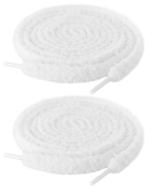 UamGlsob Lacci Piatti in Peluche Morbido per Sneaker, Stringhe Spesse 8 mm per Scarpe da Ginnastica Alte e Casual, Fluffy Laces (White, 47/120cm)