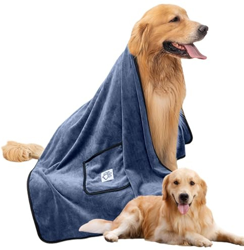 Hundehandtuch, saugfähiges Hundehandtuch, schnell trocknend, Reinigungshandschuh, Hundebadetuch, Haustier-schnell trocknendes Handtuch, saugfähig, Hundepflegetuch, Badetuch mit Tasche, Q