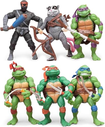 OBXAVV 4.7 Turtles Action Figures 6PCS Figure Bundle Toys Collection Birthday for Kids