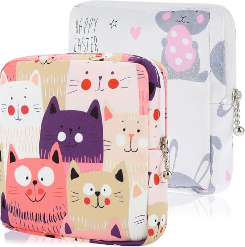 KOLZEMV 2 Pièces Sac Rangement Serviettes Hygiéniques Portable, Pochette Serviette hygiénique, Protège Slips Menstruels, Sac À Main À Fermeture Éclair pour Les Serviettes Hygiéniques, Le Stockage