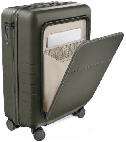 FEYNSINN Handgepäck-Koffer Hartschale Ryker Hybrid mit Frontfach echtes Polycarbonat Bordgepäck Rollkoffer 55x40x20 cm Kabinen-Trolley TSA-Schloß 4 Rollen grün