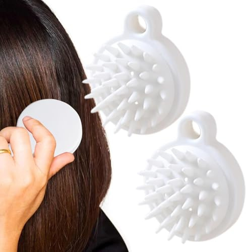 Handlicher Kopfhautschrubber – Kopfschrubber Kamm, Kopfhautschrubber | Kopfhaut-Peeling-Bürste mit gebogenem Griff und flexiblen Vorsprüngen, Kopfhautschrubber Massagebürste für Shampoo, 8,4 x 2,8 cm