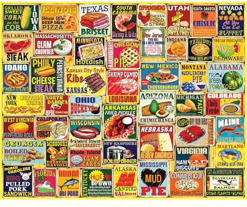 White Mountain Iconic State Foods Puzzle 1000 Piece American Food Jigsaw Puzzles for Adults