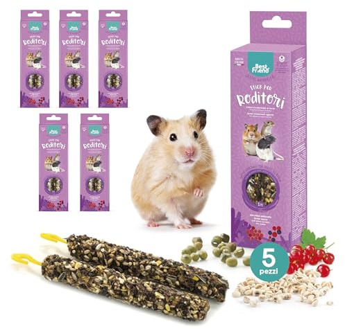 Best Friend - Snack Naturali Cotti al Forno per Piccoli Roditori. Gustosi stick e ricchi di vitamine con legno di betulla per denti sani | Frutti di Bosco, 5 Pack x 115 g