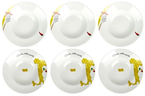 Retsch Arzberg XL Lot de 6 assiettes à pâtes en porcelaine, diamètre 27 cm, design italien, assiettes creuses, assiettes à salade