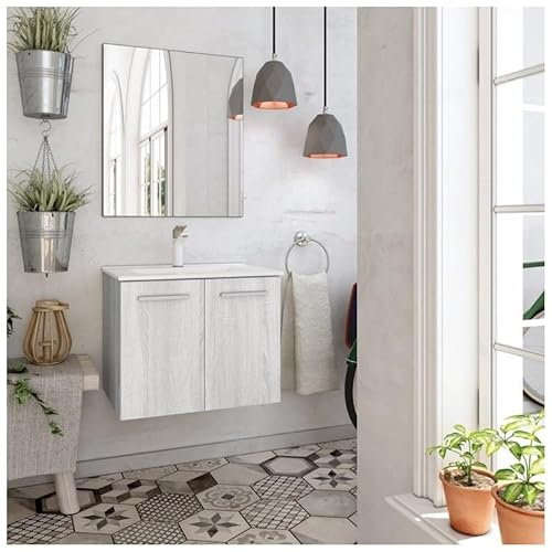 Aquore Mueble de Baño Suspendido Mallorca con Lavabo Cerámico, 2 Puertas (Hibernian, Ancho 100 cm)