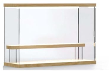 YPIOUREN Durchsichtige Vitrine Aus Acryl Mit Licht, Vitrine Mit Ständer Und Staubdichter Schutz, Vitrine Aus Acryl, Miniaturvitrine, for Sammlerstücke Und Actionfiguren(with Light,32 * 12 * 21.2cm)