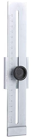 CCKUYT Lineal für die Holzbearbeitung, 0–200 mm, Präzisions-Taschenlineal, Rechenschieber aus Metall, Zoll- und metrisches T-Typ-Anreißlineal, Quadratlineal, T-Spur-Lineal, Markierung