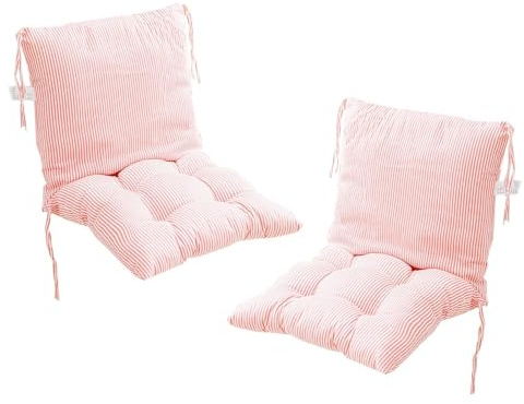 FYCYGG 2er Set Niedriglehner Auflagen Set Stuhlauflage 40 * 80cm Sitzkissen Gartenstühle Stuhlkissen Abnehmbarem Rückenlehne Auflage(Pink)