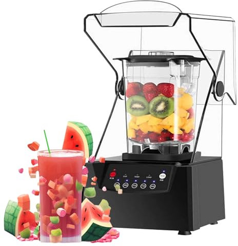 DUXMM Mélangeur À Smoothie 2 L,Mélangeur Insonorisé Commercial De 2 200 W,5 préréglages,Brise-Mur Silencieux pour 4 à 5 Personnes pour Smoothies et Fruits