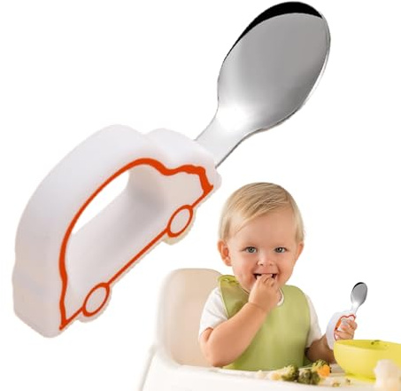Hogvinnatil - Cuchara para bebé, utensilios seguros con cuchara y tenedor, diseño ergonómico y versátil para padres adultos y amigos