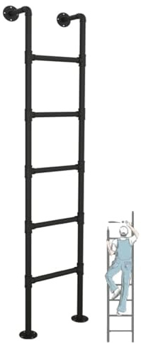 Wall Mounted Metal Ladder for Home Loft, 4ft 5ft 6ft 7ft 8ft Height Entrance Egress Ladder, Window Well Escape Ladder, Ladder for Bunk Bed, Loads 330lbs,for Dorm, Librar