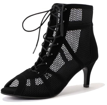 Tacchi Heels Dance 7/10 cm Class Bootie Scarpe da Ballo Donna con Tacco Alto Sexy in Rete Eleganti Decollete Scarpe Tacco Donna Punta Aperta con Lacci per Dance Performance
