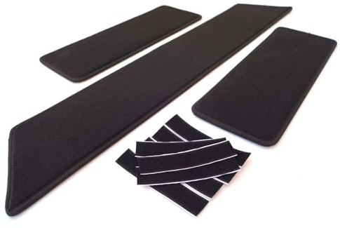 Stegstegsskyddsmattor lämpliga för VW T5 T6 T6.1 velour sparkskydd dörrmattor instegs-set skyddsmattor kardborrband halkskydd väderbeständigt instegsskydd 3 x fram + 1 skjutdörr