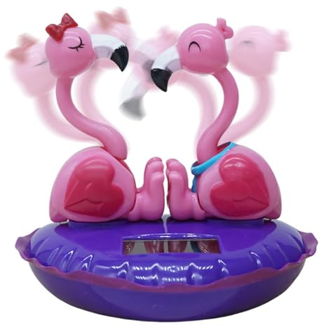 Solar Wobble Head Flamingo, Solar Wobble Head Flamingo Multifunktionell | Tecknad skrivbordsprydnad Liten Flamingo Wobble Head Figur för bilens instrumentbräda Skrivbord Hemmak