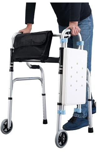 Hopfällbar lätt rollator med sits Äldre/handikappade Portabelt gånghjälpmedel for duschstol inomhus/utomhus i badrummet