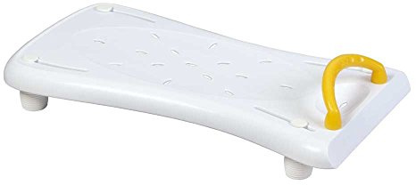 Behrend Badewannenbrett Plus, Sitzbrett, PP, gelber Griff, Seitenablage, 70 x 35 cm