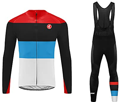UGLY FROG HSCX03 MTB Fahrradtrikot Warmes Thermovlies Fahrradtrikot Langarm mit Bib Hosen für den Winter, Herren Spezielle Klassische Farbabstimmung Designs