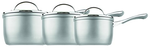 Prestige Prism Induction Aluminium Saucepan, Silver, 14 cm, 16 cm and 18 cm, Set of 3