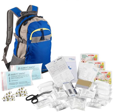 TMS PRO SHOP Komplett-Set für Kindergarten und Schule, Erste-Hilfe-Material aus Kunststoff, Art.-Nr. 60616 | Notfallrucksack | Sanitätsrucksack | Erste Hilfe Rucksack