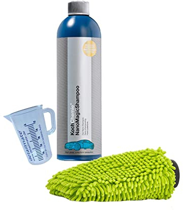 detailmate Autowäsche Set: Koch Chemie Nano Shampoo 750ml + Waschhandschuh Chenille + skalierter, hochwertiger Messbecher 50 ml