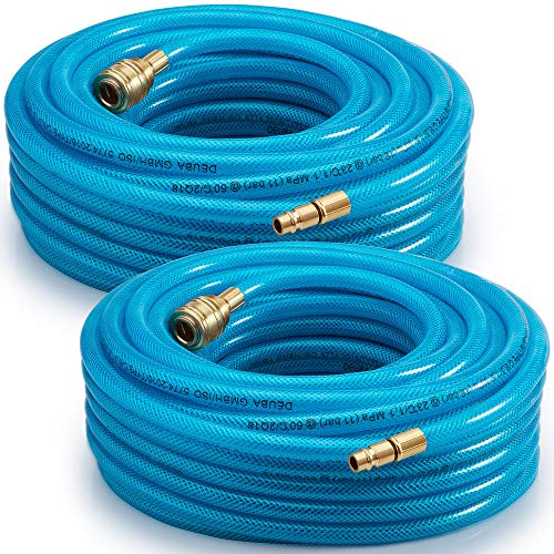 2x MONZANA® Druckluftschlauch 15m PVC Schnellkupplung 15 bar 1/4' Anschluss Ø Innen 6mm Außen 13mm Gewebeschlauch Kompressor