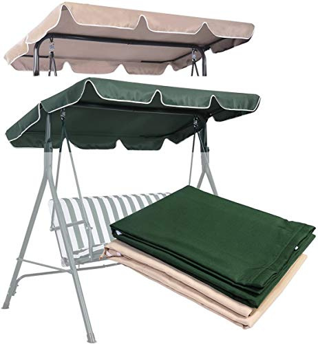 GOPLUS Sonnendach für Hollywoodschaukel, Ersatzdach Universal, Erastzbezug Dachbezug, Dachplane Wasserabweisend und UV-Schutz, Größen (168 x 114 cm, Beige)