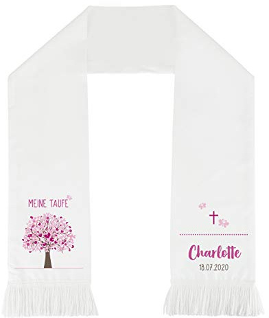 Striefchen® personalisierter Taufschal, 116 cm lang, weiß, Motivauswahl