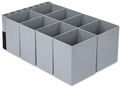 aidB NextGen Einsatzkasten Set 1/8 Unterteilung, 600 x 400 x 220 mm, ideal als Einsatz für Schubladen und NextGen Euroboxen