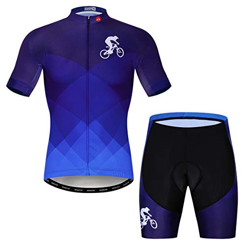 Radtrikot Set Männer Atmungsaktiv Fahrradanzug Mountainbike Kleidung MTB Jersey Schnell Trocken, 31, L