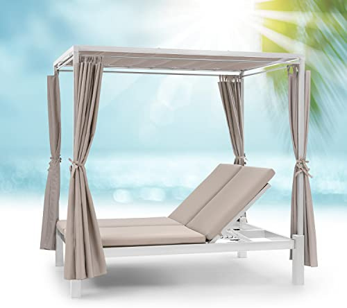 blumfeldt Bain de Soleil Double, Transat Jardin Exterieur 2 Personnes, Chaise Longue de Jardin en Polyester, Imperméable, Chaise Longue avec Dossier Réglable, Séchage Rapide, Bains de Soleil Design