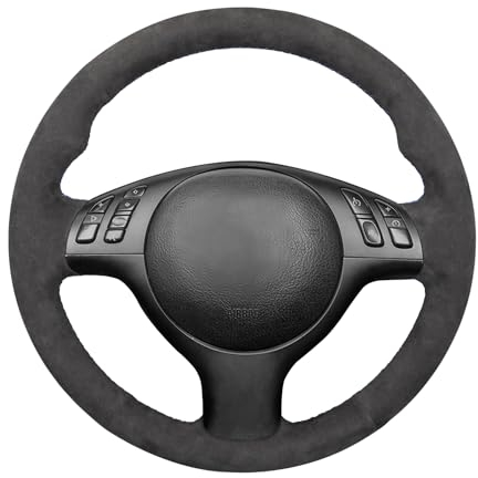 MEWANT Lenkradhülle für M Sport E46 330i 330Ci E39 540i 525i 530i M3 E46 M5 E39 Alcantara Schwarz