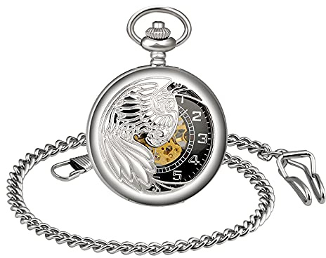 SUPBRO Reloj de Bolsillo Vintage con Cadena Reloj de Bolsillo Vintage para Hombre águila Mujer Relojes de Bolsillo