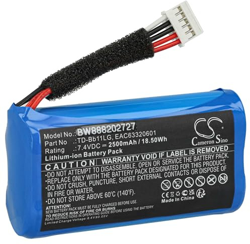 vhbw Battery compatible with LG Xboom Go PK7 Loudspeaker (2500 mAh, 7.4 V, Li-Ion)