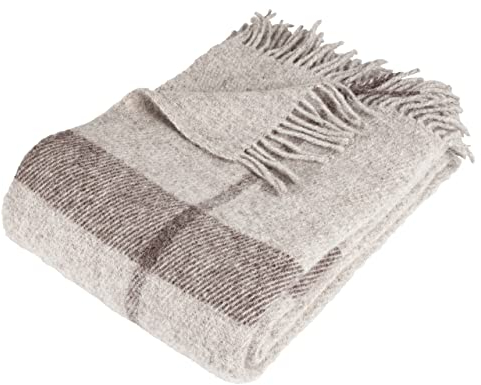 Arctic Toke - Coperta in lana, plaid, design stile scandinavo, 100% lana vergine con sigillo Woolmark, 130 x 200 cm, colore beige