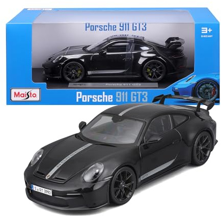 Maisto Porsche 911 GT3 (2022): Modellauto im Maßstab 1:18, Türen, Kofferraum und Motorhaube beweglich, blau (536458B)