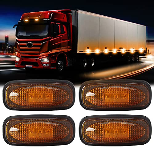 Yifengshun 4pcs 3LED Feux De Position LatéRaux Amber 12-24V Feu De Remorque Super Lumineux Et éTanche Applicables Pour Camion Camping-Car Camion RV Bateau Avant ArrièRe Feux De Gabarit Pour