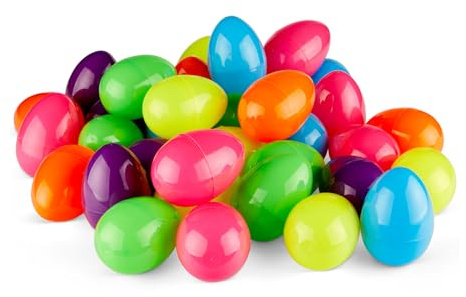 PREXTEX 72 Piece Plastic Large Easter Eggs - 3.5 Inch Empty Eggs Fillable with Candy, Toys or Presents - Vibrant Color Eggs for Easter Basket, Holiday Decoration for Boys and Girls