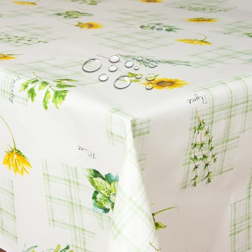 Wachstuch Wachstischdecke Tischdecke Robust Mint Petersilie Eckig 110 x 220 cm Gartentischdecke abwaschbar