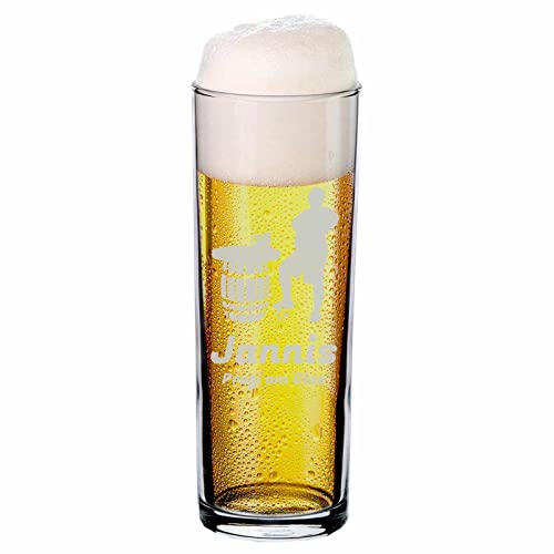 LUXENTU Kölschglas mit Gravur, Kölner Stange mit 0,2 Liter Eichung, Personalisierte Lasergravur mit Name & Motiv, Geschenk für Fußball-Fans, Spelerstammtisch