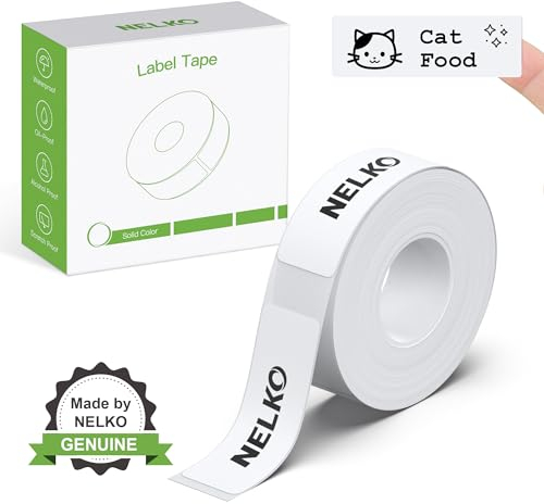 NELKO P21 Etikettenhersteller-Band, angepasstes Etikettendruckpapier, 14 x 40 mm, Standard-laminiertes Büro-Etikettierband-Ersatz, Thermo-Etikettenband für Zuhause, Büro, Schule, 180 Etiketten/Rolle